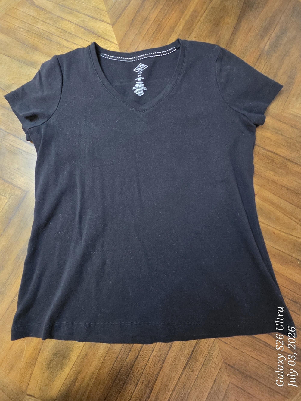 St. John's Bay Black V-Neck Short Sleeve Tee
